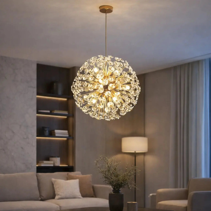 Signe Gold Metal & Crystal Pendant Light