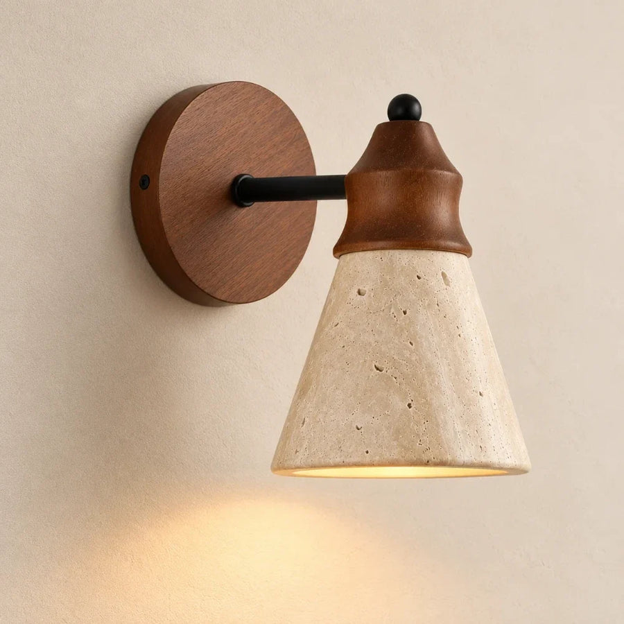 Anja Travertine & Wood Wall Light