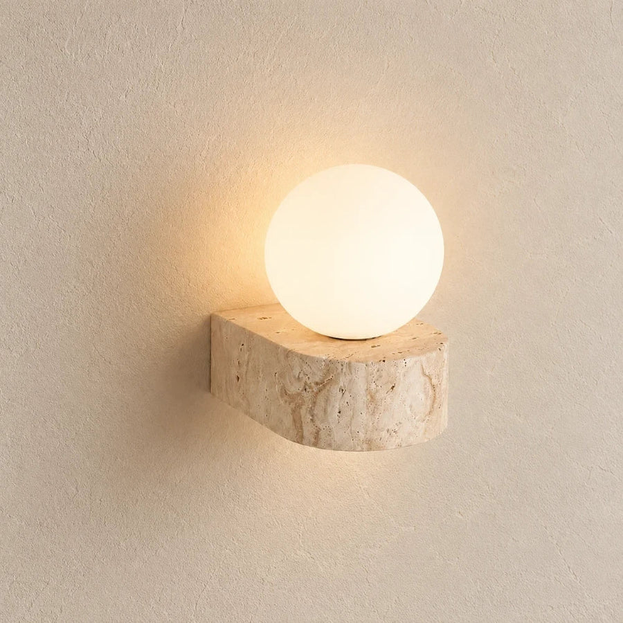 Kael Travertine & Glass Wall Light