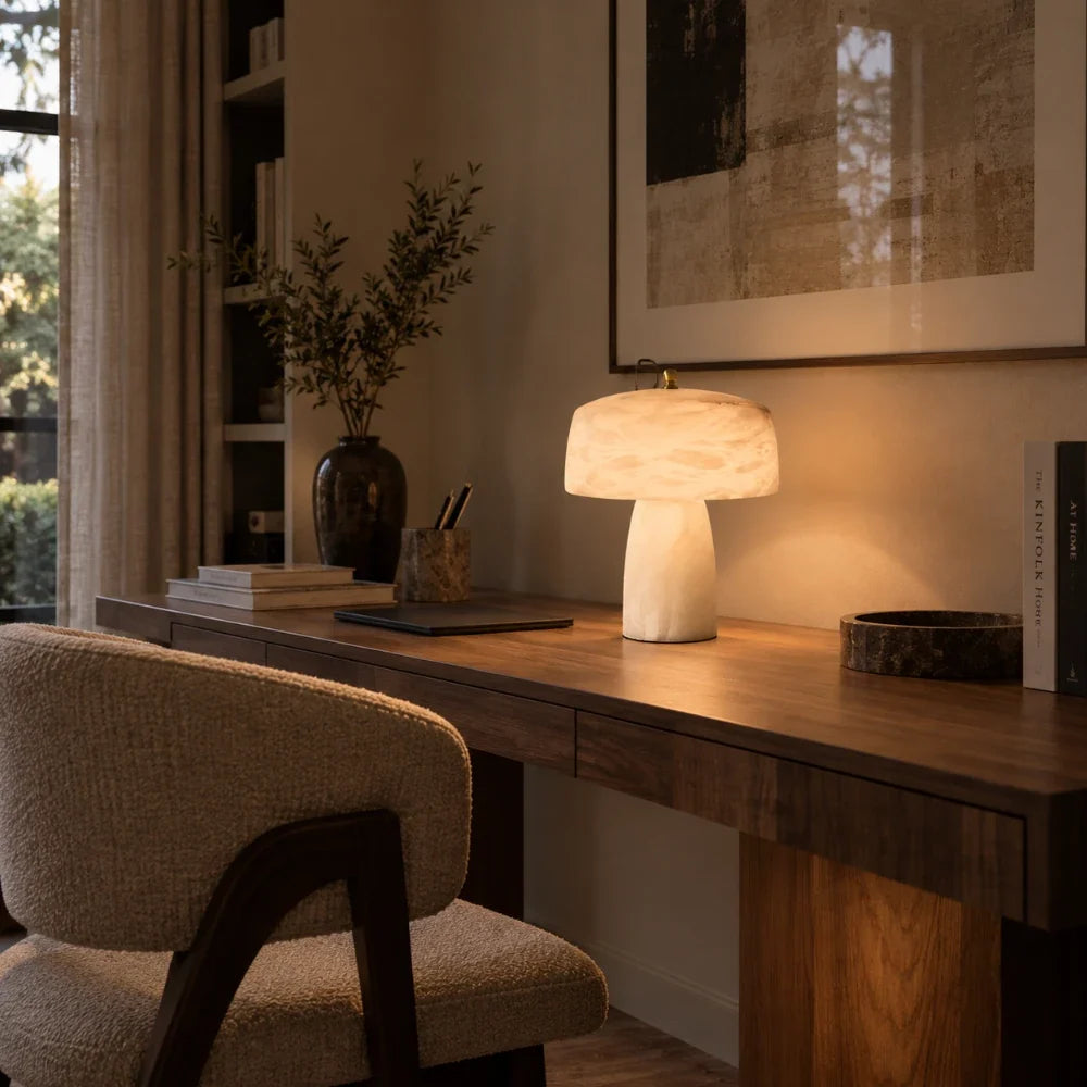 Warm glow through the veined stone