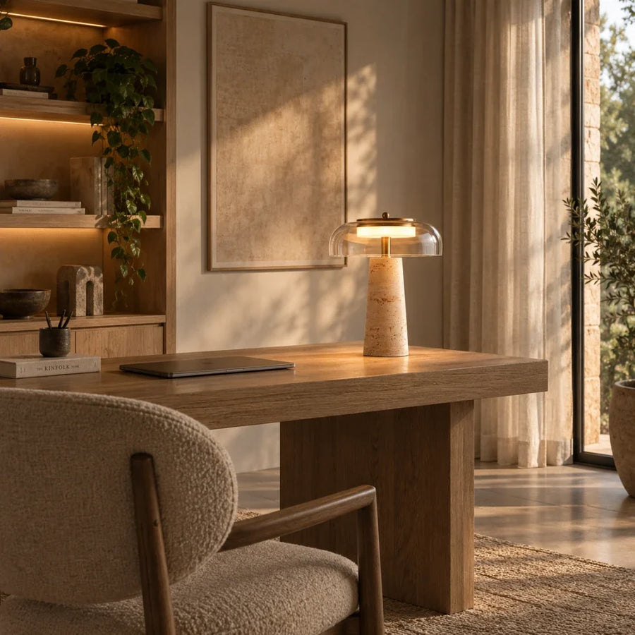 Sélia Travertine & Glass Table Lamp