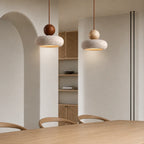 Alva Travertine & Wood Pendant Light