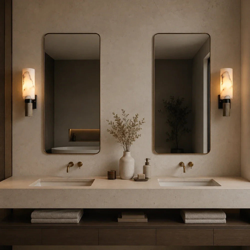 Isen Alabaster & Brass Wall Light