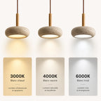 Elys Scandinavian Travertine & Wood Pendant Light