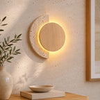 Halla LED Travertine & Wood Wall Light