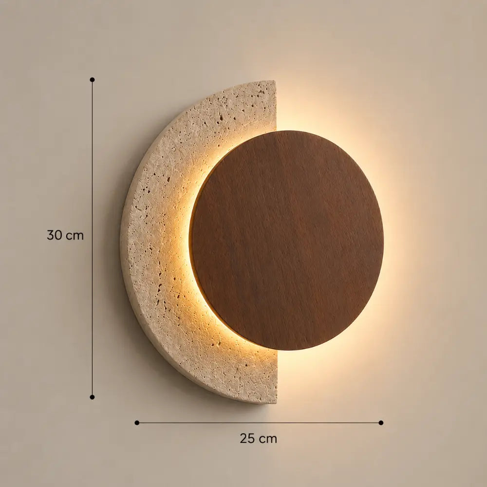 Halla LED Travertine & Wood Wall Light