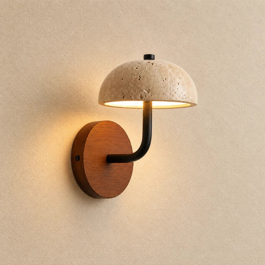 Ingrid Travertine & Wood Wall Light