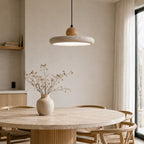 Lyng Scandinavian Travertine & Wood Pendant Light