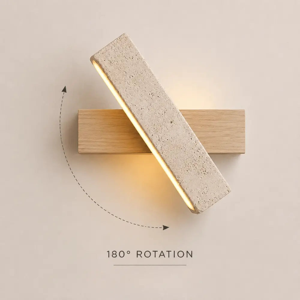 Solveig Travertine & Wood Wall Light