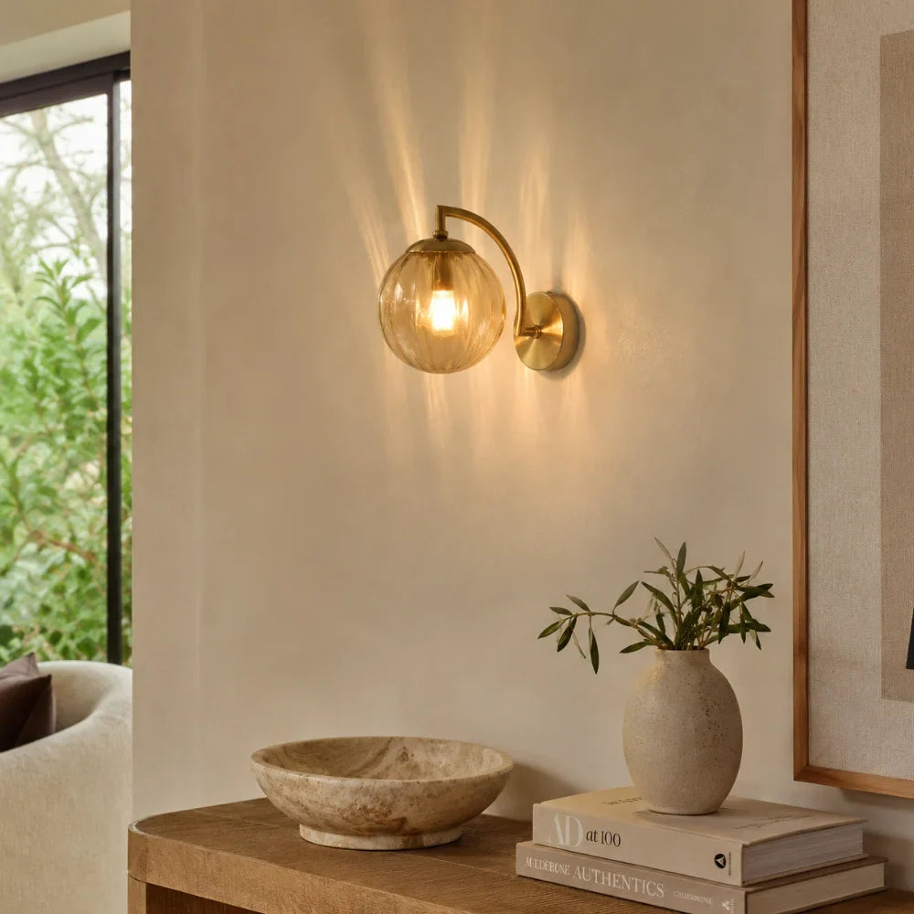 Warm glow through the ribbed glass