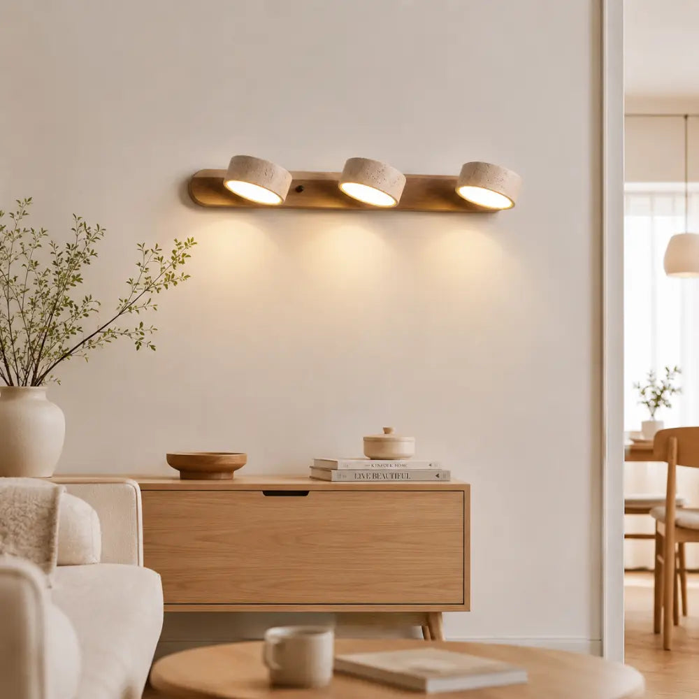 Triva Travertine & Wood Wall Light