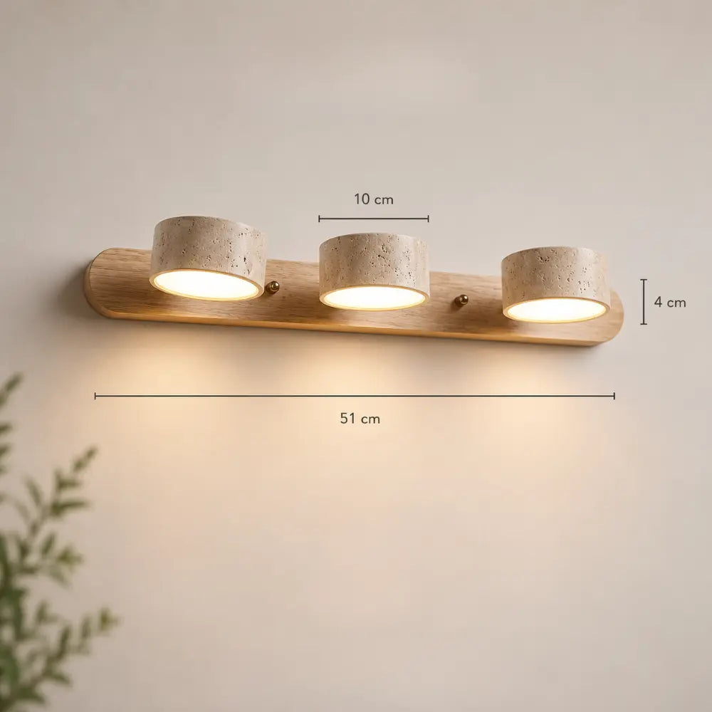 Triva Travertine & Wood Wall Light