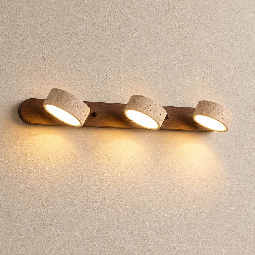 Triva Travertine & Wood Wall Light