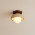 Vare Travertine & Wood Ceiling Light