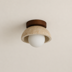 Vare Travertine & Wood Ceiling Light