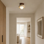 Vare Travertine & Wood Ceiling Light