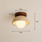 Vare Travertine & Wood Ceiling Light
