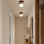 Vare Travertine & Wood Ceiling Light