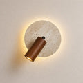 Aksel Travertine & Wood Wall Light