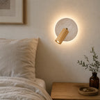 Aksel Travertine & Wood Wall Light