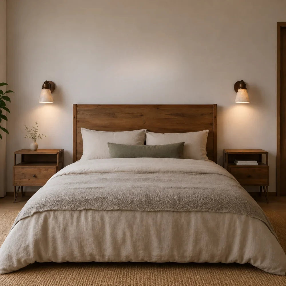 Anja Travertine & Wood Wall Light