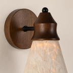 Anja Travertine & Wood Wall Light