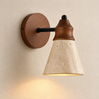 Anja Travertine & Wood Wall Light