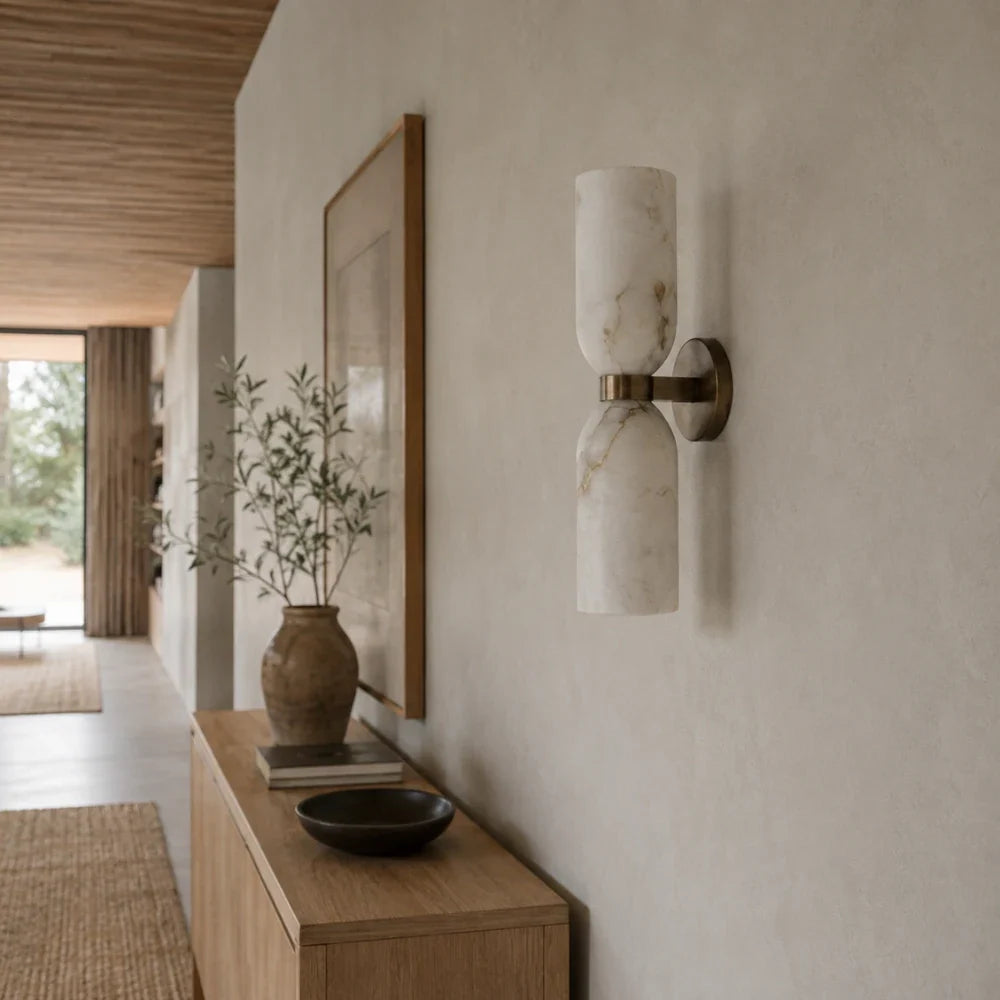Aléa Alabaster & Brass Wall Light