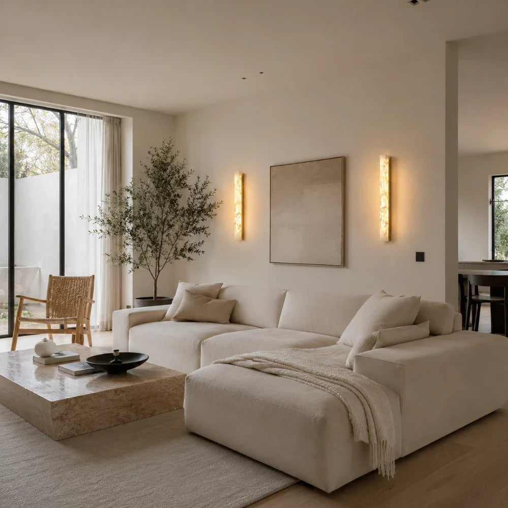 Ayla Alabaster & Brass Wall Light