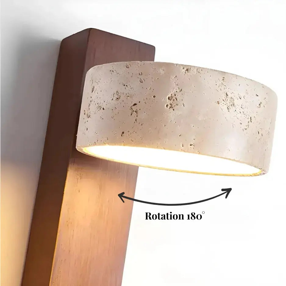 Solberg Travertine & Wood Wall Light