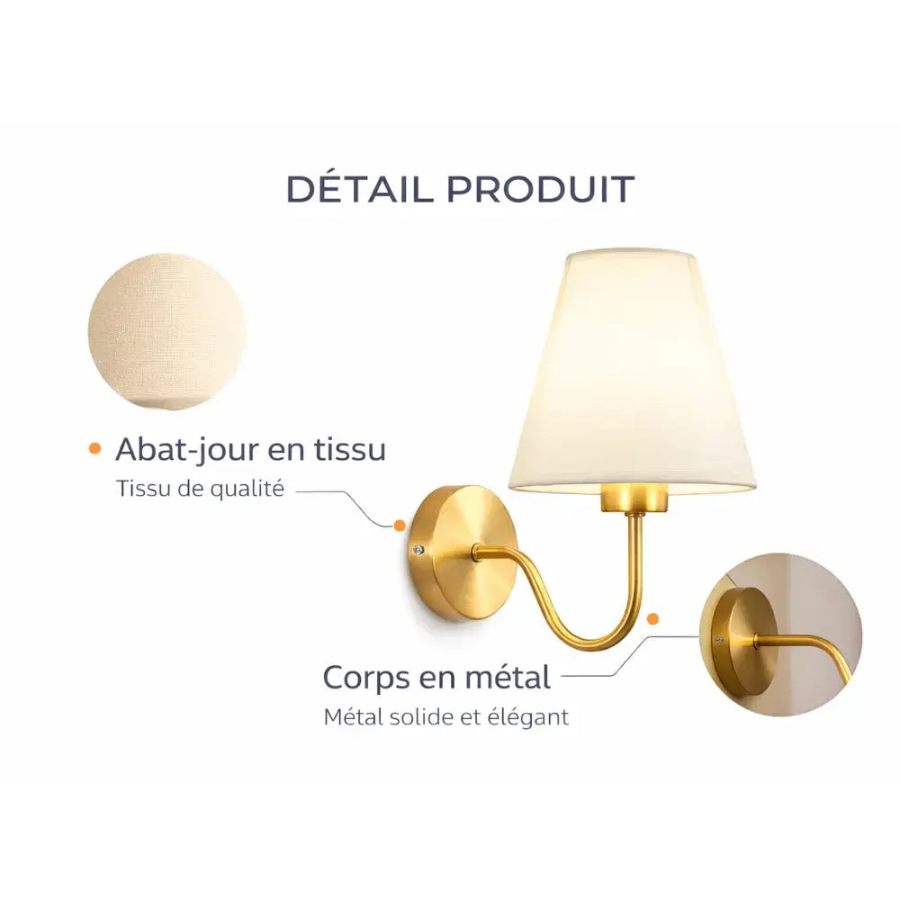 Sael Vintage Metal & Fabric Wall Light