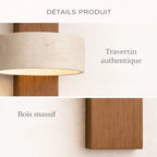 Solberg Travertine & Wood Wall Light