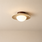 Bryne Travertine & Wood Ceiling Light