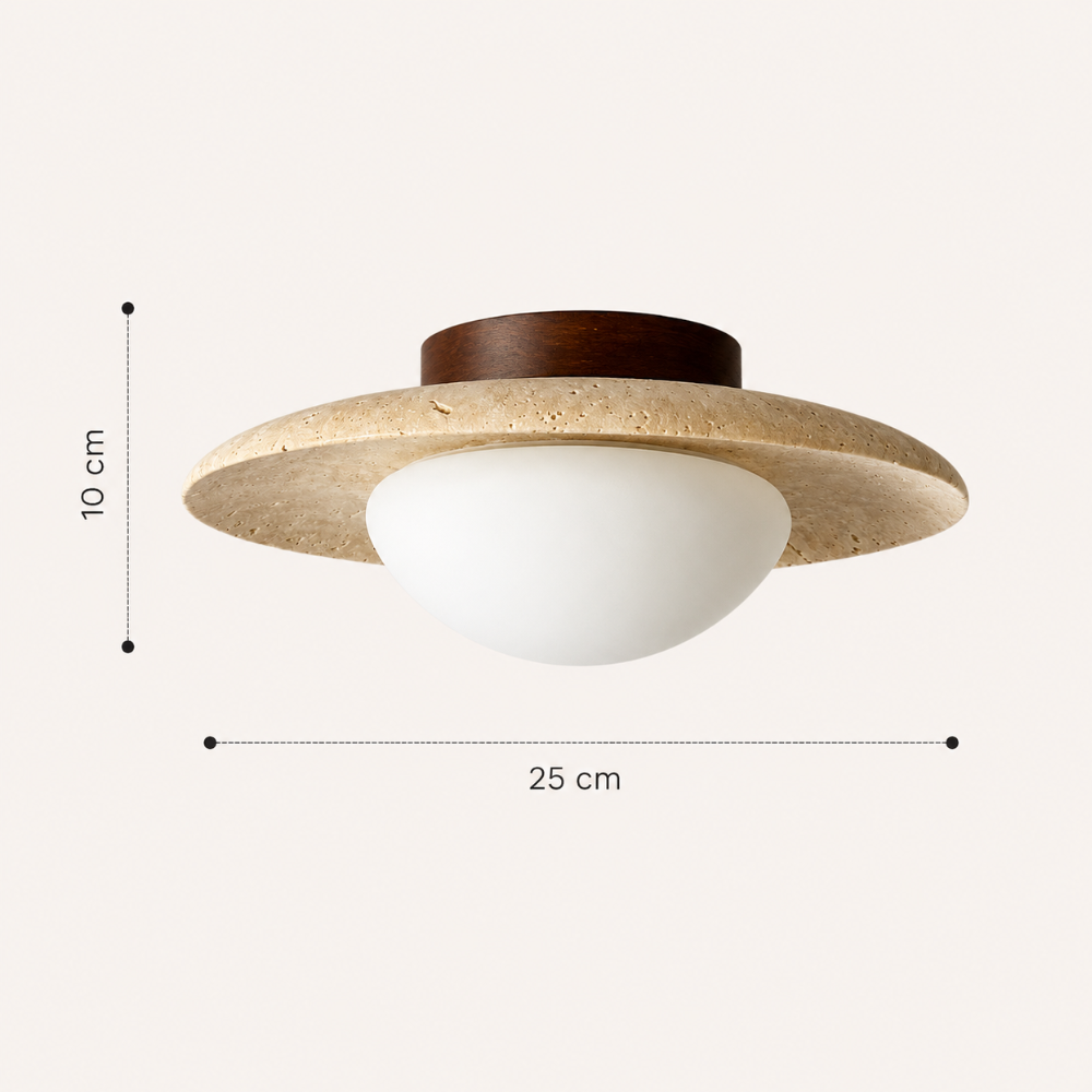 Bryne Travertine & Wood Ceiling Light