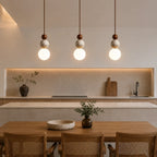 Eiken Travertine & Wood Pendant Light