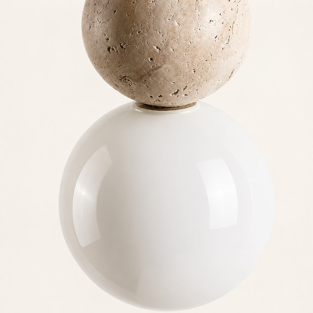 Eiken Travertine & Wood Pendant Light