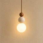Eiken Travertine & Wood Pendant Light