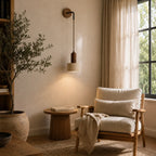 Elvik Travertine & Wood Wall Light