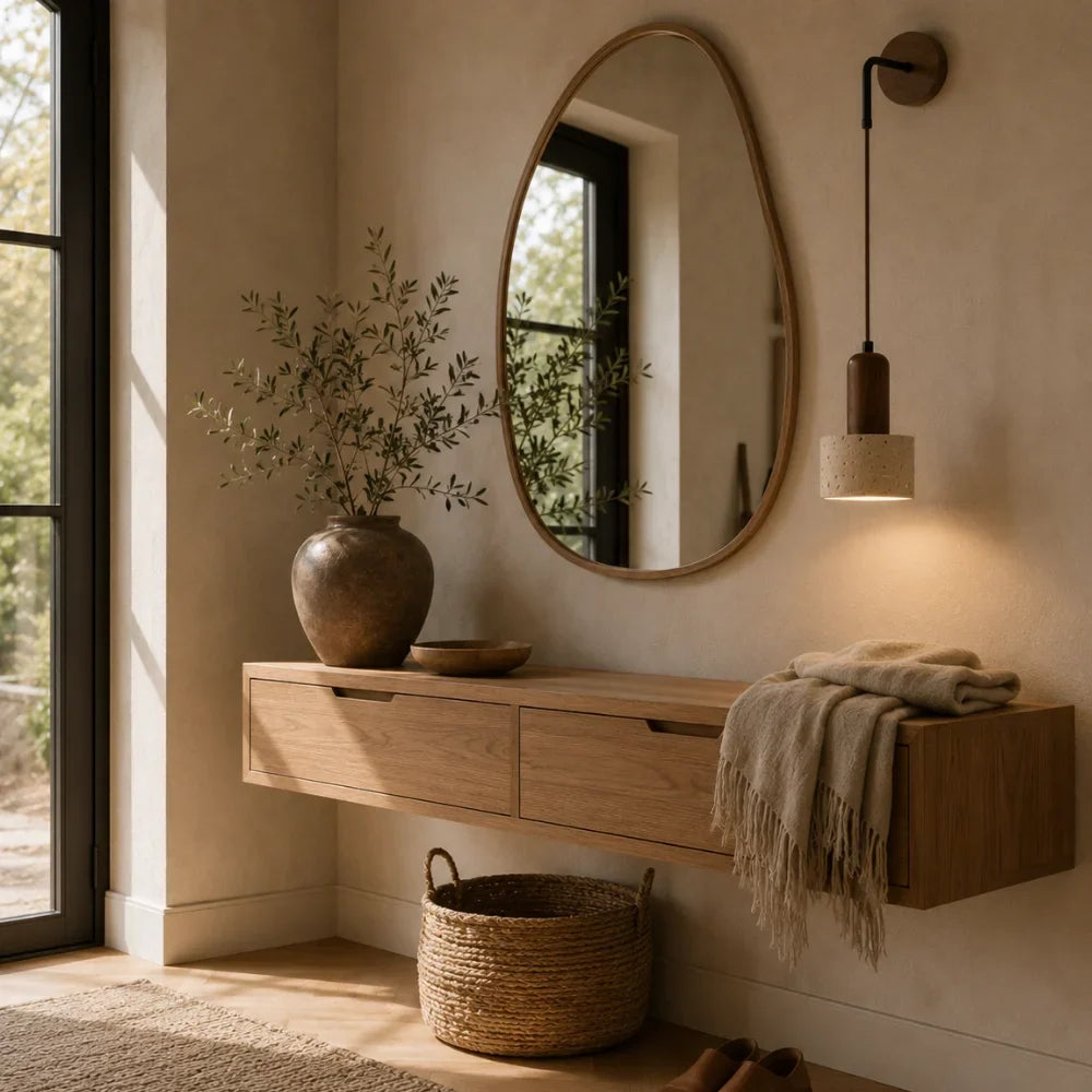 Elvik Travertine & Wood Wall Light