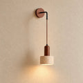 Elvik Travertine & Wood Wall Light