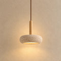 Elys Scandinavian Travertine & Wood Pendant Light