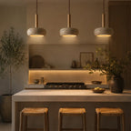 Elys Scandinavian Travertine & Wood Pendant Light