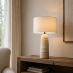 Freja Travertine & Fabric Table Lamp