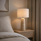 Freja Travertine & Fabric Table Lamp