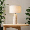 Freja Travertine & Fabric Table Lamp