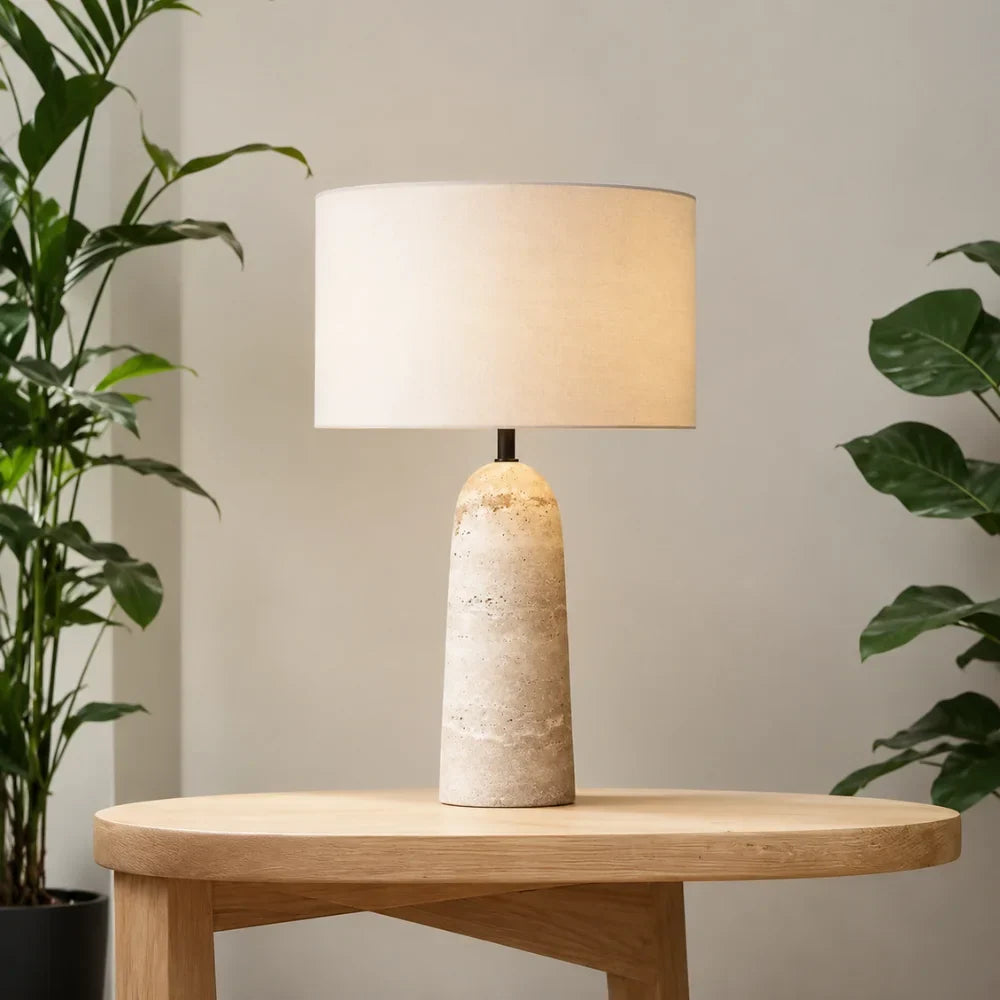 Freja Travertine & Fabric Table Lamp