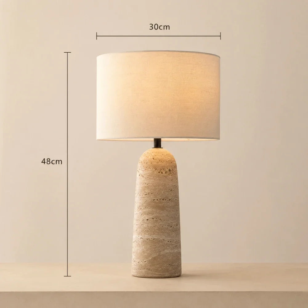 Freja Travertine & Fabric Table Lamp