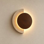 Halla LED Travertine & Wood Wall Light