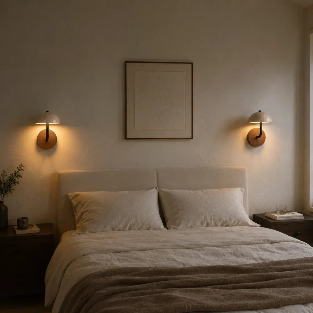 Ingrid Travertine & Wood Wall Light