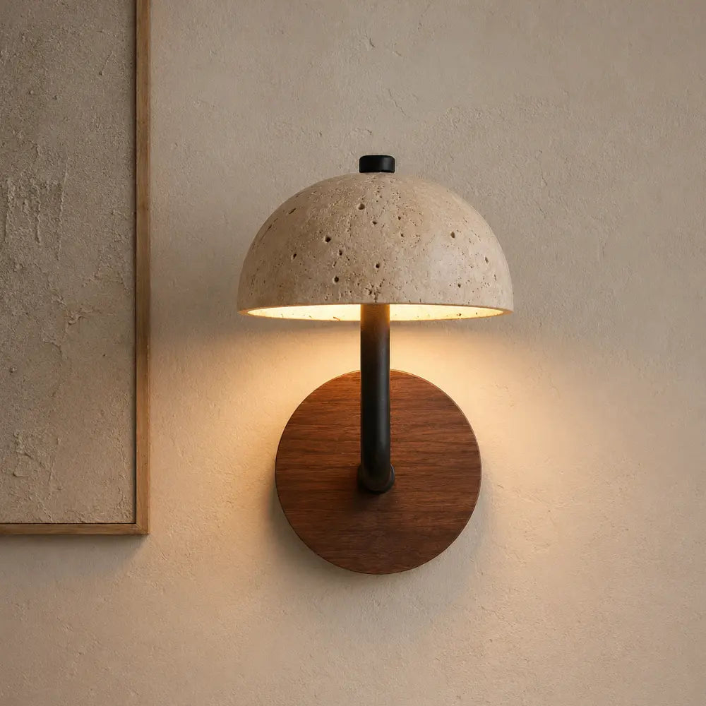 Ingrid Travertine & Wood Wall Light